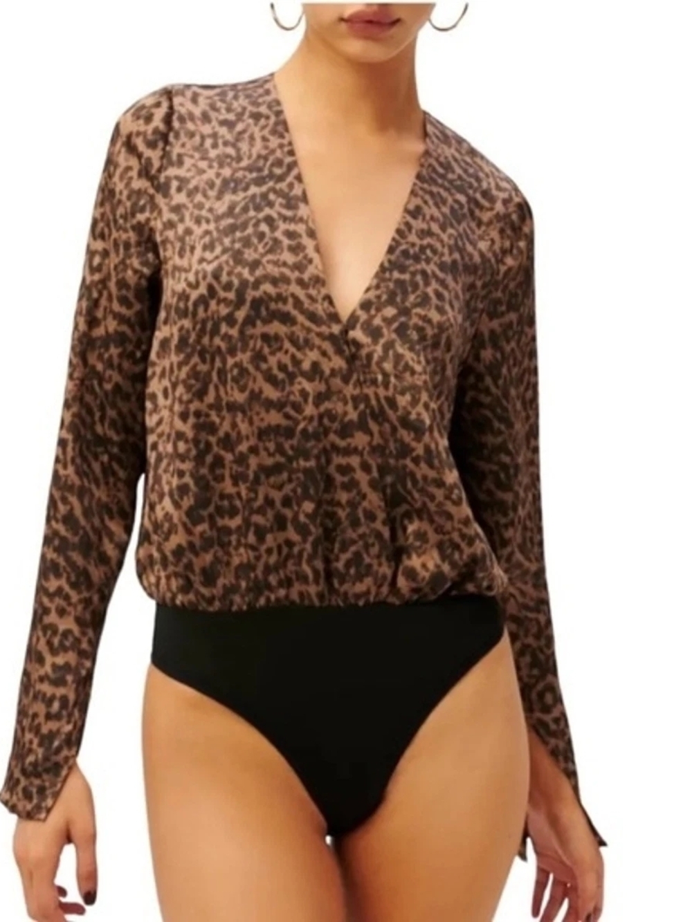 Good American Brown and Black Leopard Print Bodysuit